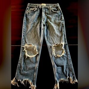 Free People Maggie Mid Rise Straight Leg Distressed Jean 29